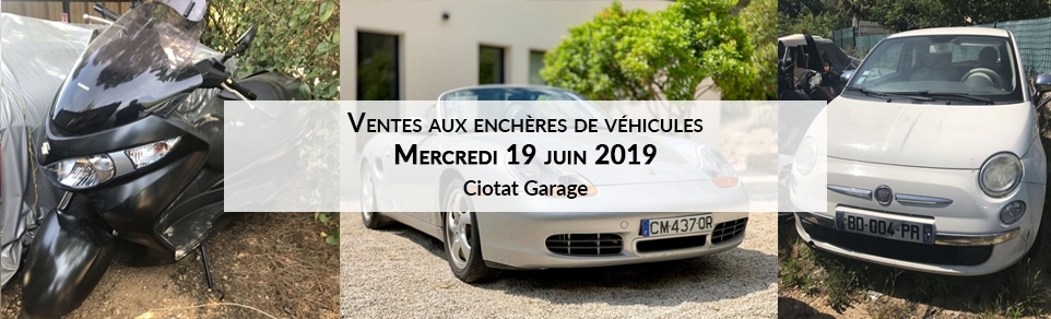 Vente aux enchères de véhicules - 19 juin 2019