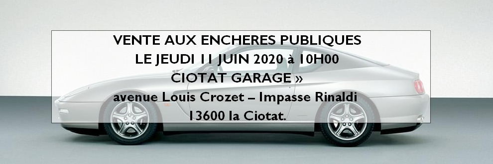 Vente aux enchères de véhicules, jeudi 11 juin 2020